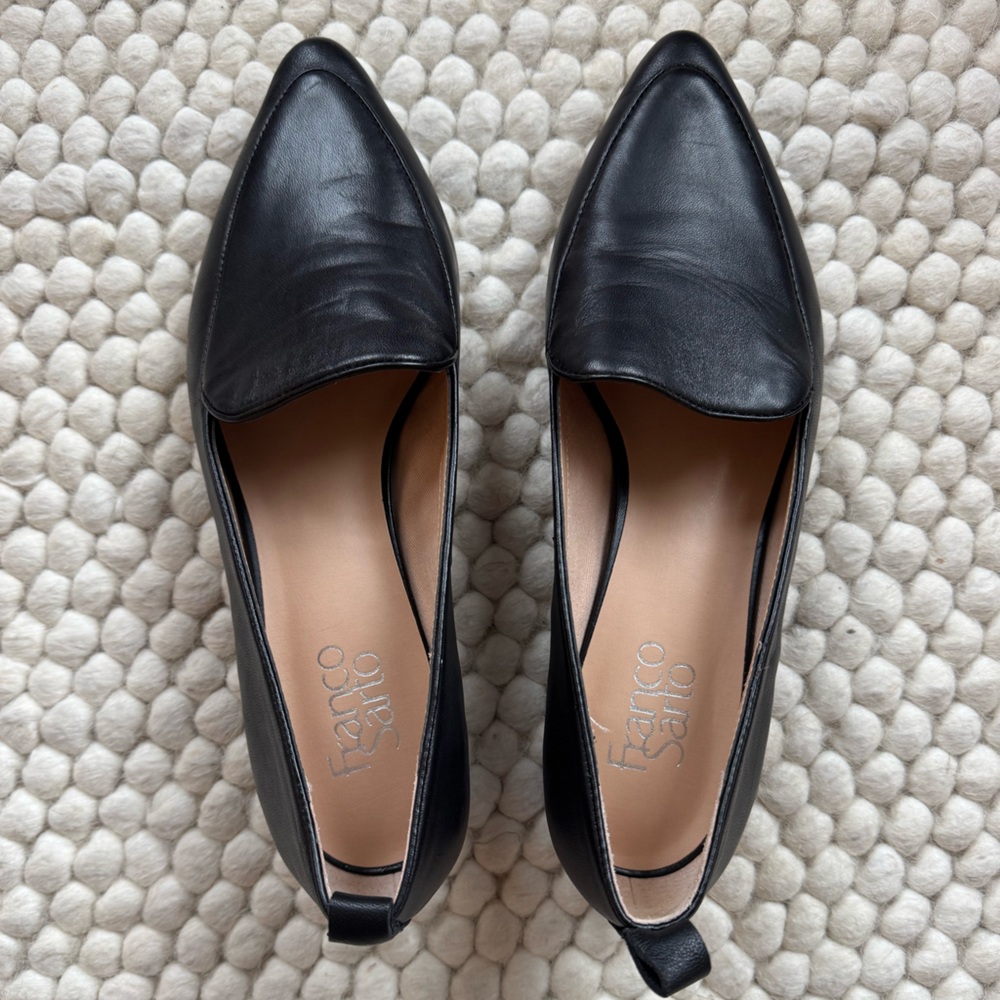 Franco Sarto Black Leather Flats